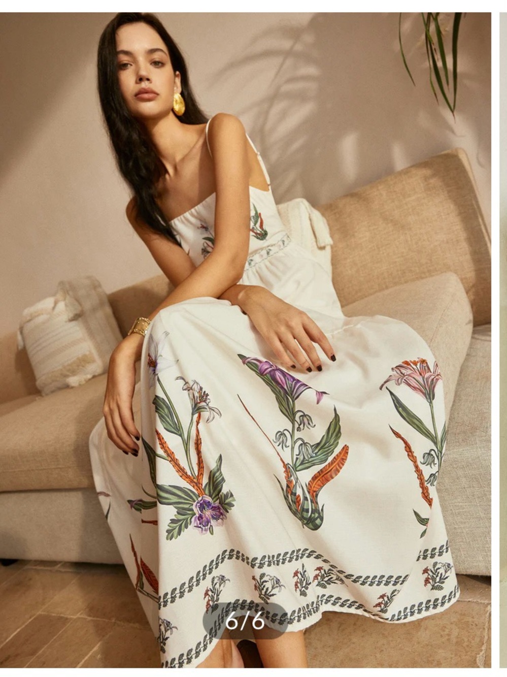 Commense Cream Maxi Dress with Floral Embroidery - Picture 4 of 12